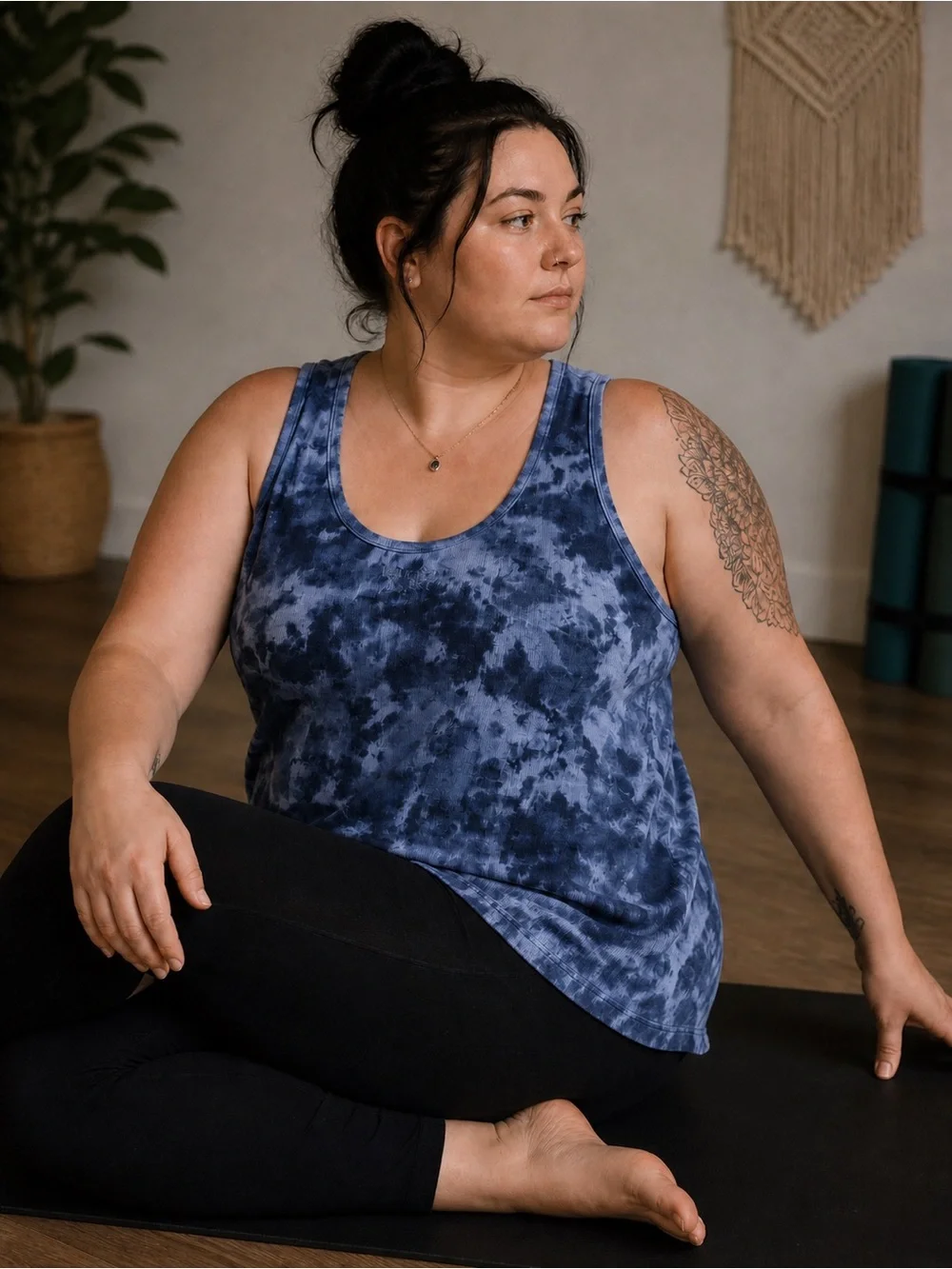 Terra & Sky Blue Tie-Dye Scoop Tank - Picture 1 of 7